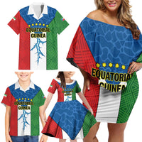 Personalized Equatorial Guinea Family Matching Off Shoulder Short Dress and Hawaiian Shirt Unidad Paz Justicia - Wonder Print Shop