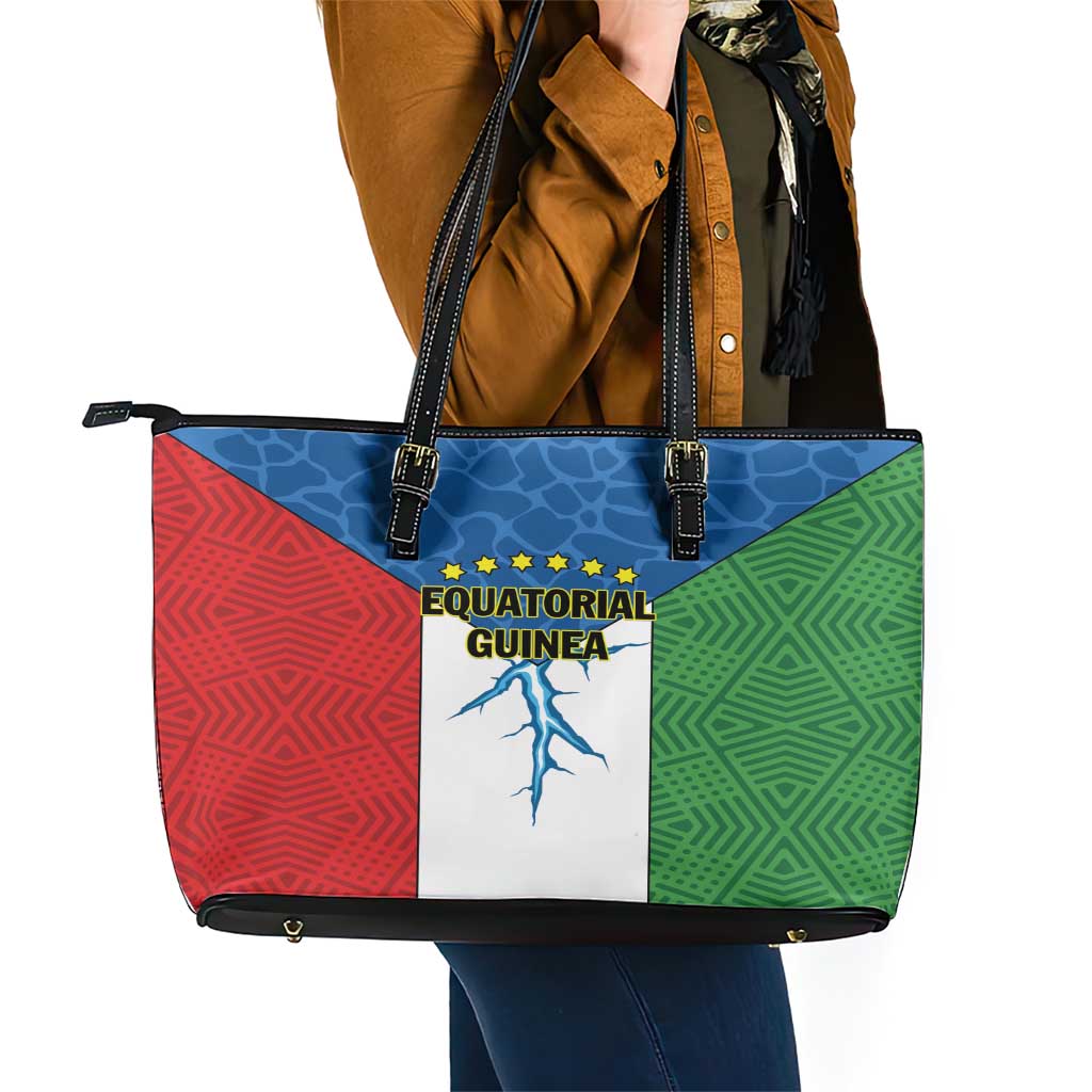 Equatorial Guinea Leather Tote Bag Unidad Paz Justicia - Wonder Print Shop