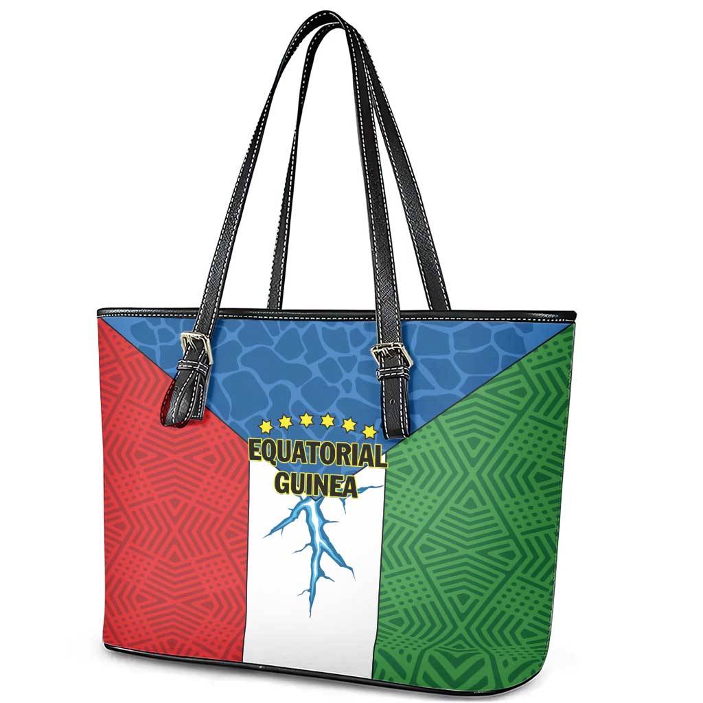 Equatorial Guinea Leather Tote Bag Unidad Paz Justicia - Wonder Print Shop