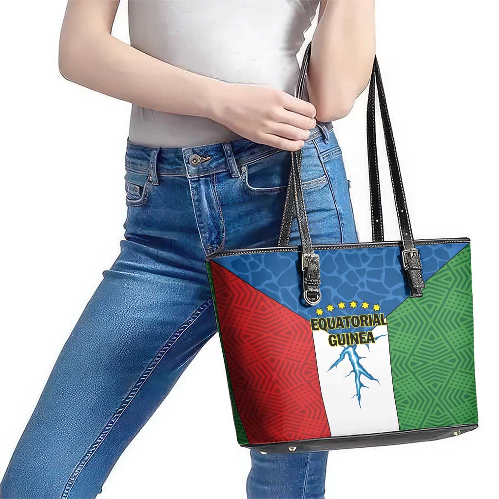 Equatorial Guinea Leather Tote Bag Unidad Paz Justicia - Wonder Print Shop