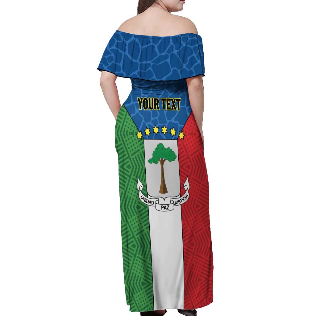 Personalized Equatorial Guinea Off Shoulder Maxi Dress Unidad Paz Justicia - Wonder Print Shop