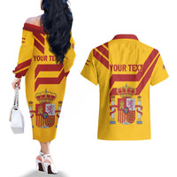 Personalized Spain Couples Matching Off The Shoulder Long Sleeve Dress and Hawaiian Shirt Spanish Fighting Bull - Wonder Print Shop