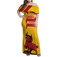 Personalized Spain Family Matching Off Shoulder Maxi Dress and Hawaiian Shirt Spanish Fighting Bull - Wonder Print Shop