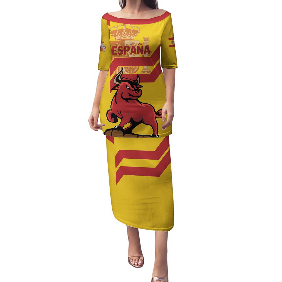 Personalized Spain Family Matching Puletasi and Hawaiian Shirt Spanish Fighting Bull - Wonder Print Shop