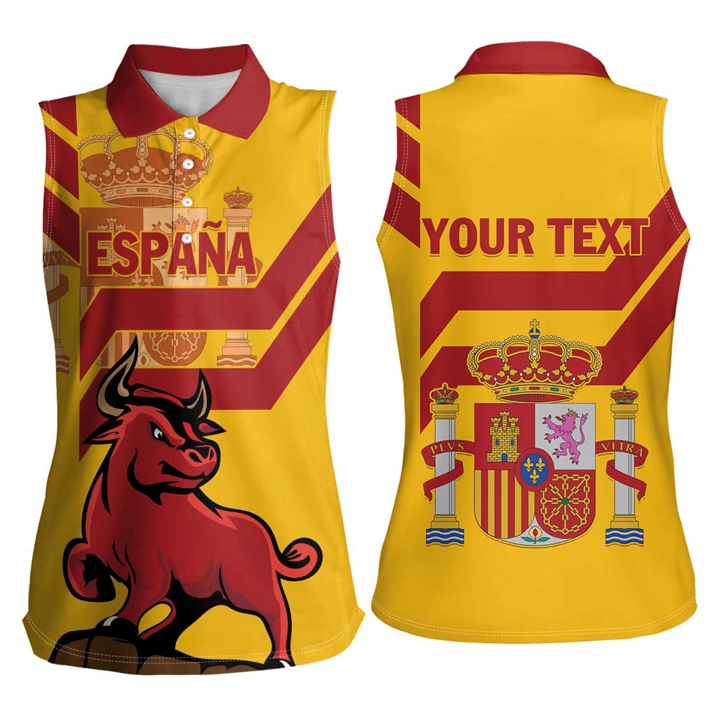 Personalized Spain Women Sleeveless Polo Shirt Spanish Fighting Bull - Wonder Print Shop