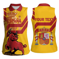 Personalized Spain Women Sleeveless Polo Shirt Spanish Fighting Bull - Wonder Print Shop