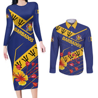 Personalized Barbados Couples Matching Long Sleeve Bodycon Dress and Long Sleeve Button Shirt Pride and Industry - Wonder Print Shop