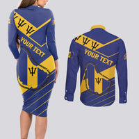 Personalized Barbados Couples Matching Long Sleeve Bodycon Dress and Long Sleeve Button Shirt Pride and Industry - Wonder Print Shop