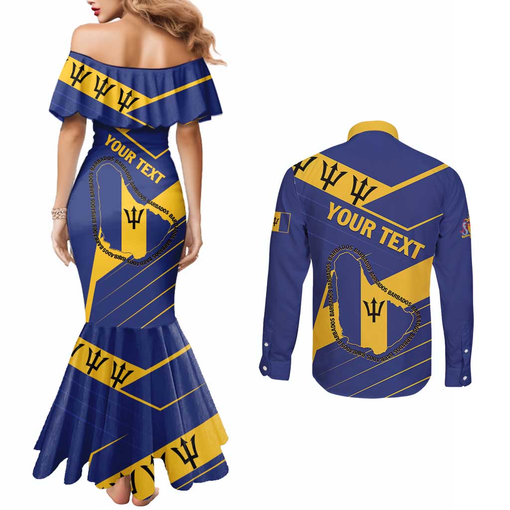 Personalized Barbados Couples Matching Mermaid Dress and Long Sleeve Button Shirt Pride and Industry