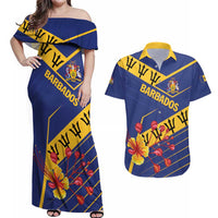 Personalized Barbados Couples Matching Off Shoulder Maxi Dress and Hawaiian Shirt Pride and Industry - Wonder Print Shop
