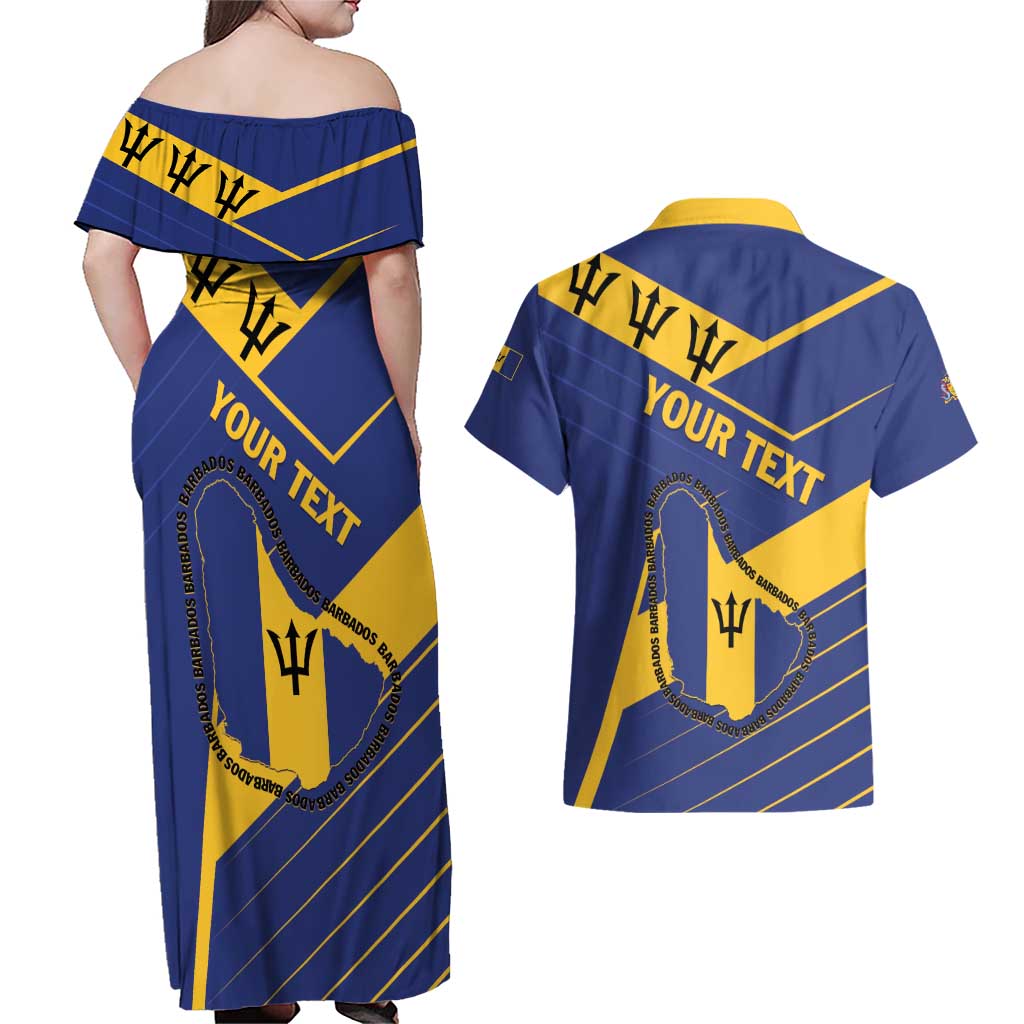Personalized Barbados Couples Matching Off Shoulder Maxi Dress and Hawaiian Shirt Pride and Industry - Wonder Print Shop