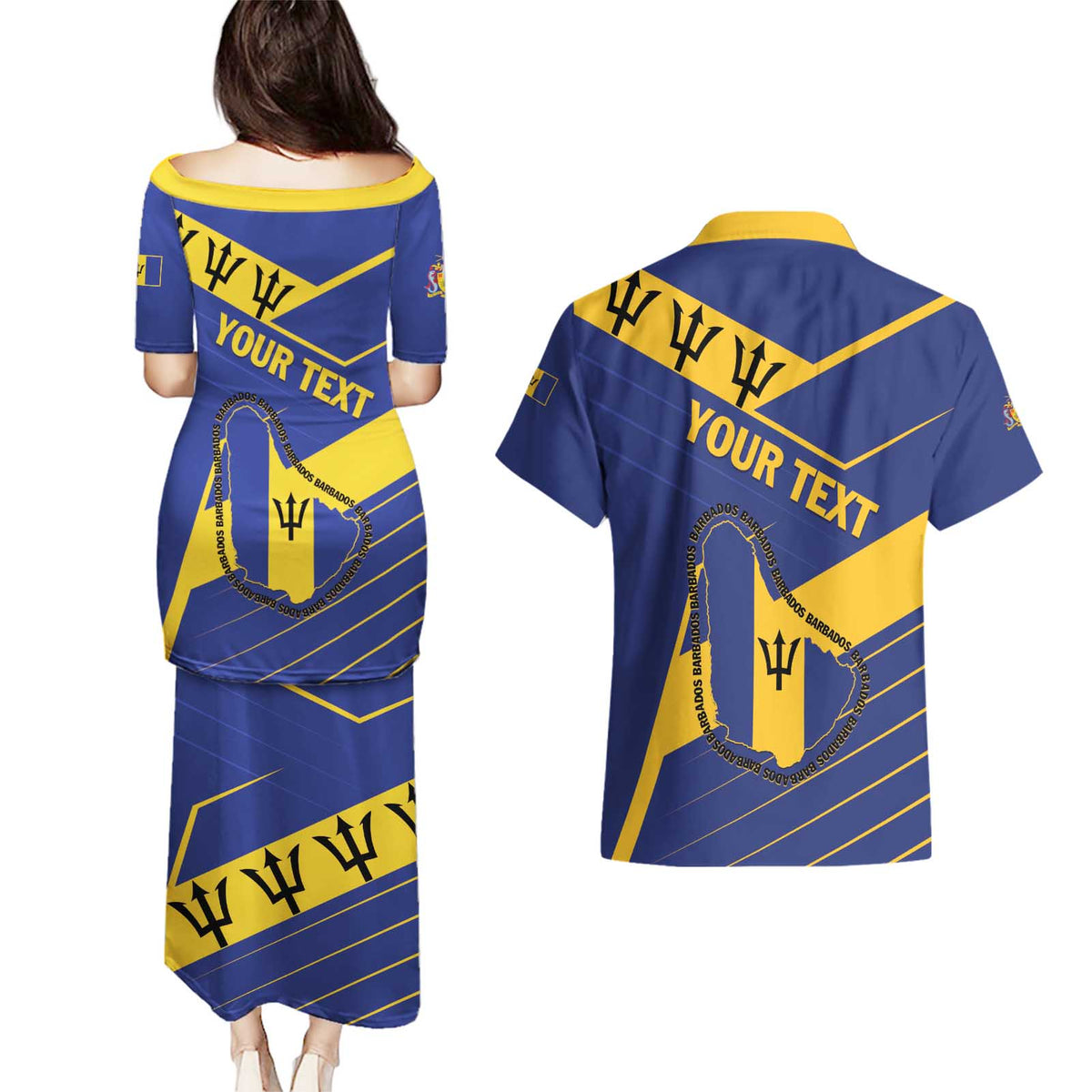 Personalized Barbados Couples Matching Puletasi and Hawaiian Shirt Pride and Industry - Wonder Print Shop