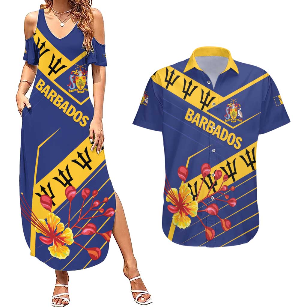 Personalized Barbados Couples Matching Summer Maxi Dress and Hawaiian Shirt Pride and Industry - Wonder Print Shop