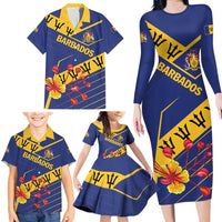 Personalized Barbados Family Matching Long Sleeve Bodycon Dress and Hawaiian Shirt Pride and Industry - Wonder Print Shop