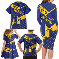 Personalized Barbados Family Matching Long Sleeve Bodycon Dress and Hawaiian Shirt Pride and Industry - Wonder Print Shop