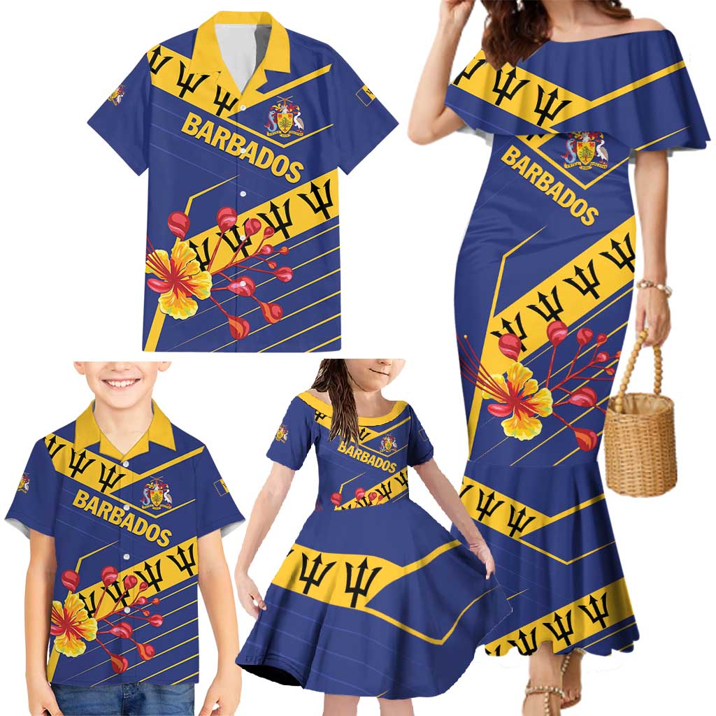 Personalized Barbados Family Matching Mermaid Dress and Hawaiian Shirt Pride and Industry - Wonder Print Shop