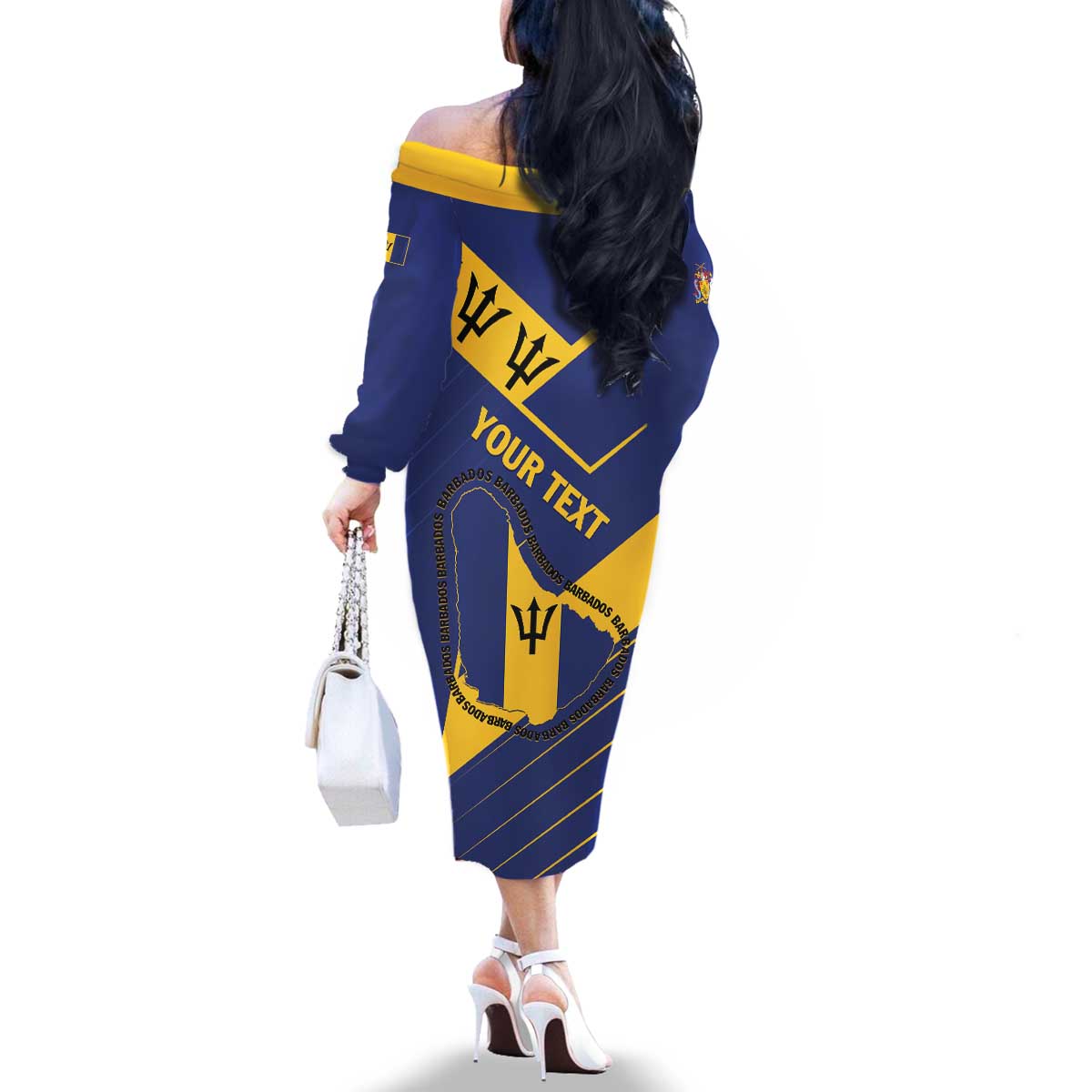 Personalized Barbados Family Matching Off The Shoulder Long Sleeve Dress and Hawaiian Shirt Pride and Industry - Wonder Print Shop