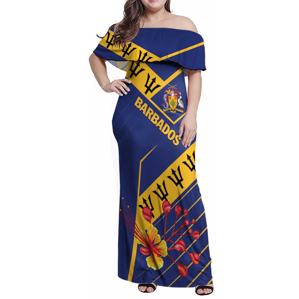 Personalized Barbados Family Matching Off Shoulder Maxi Dress and Hawaiian Shirt Pride and Industry - Wonder Print Shop