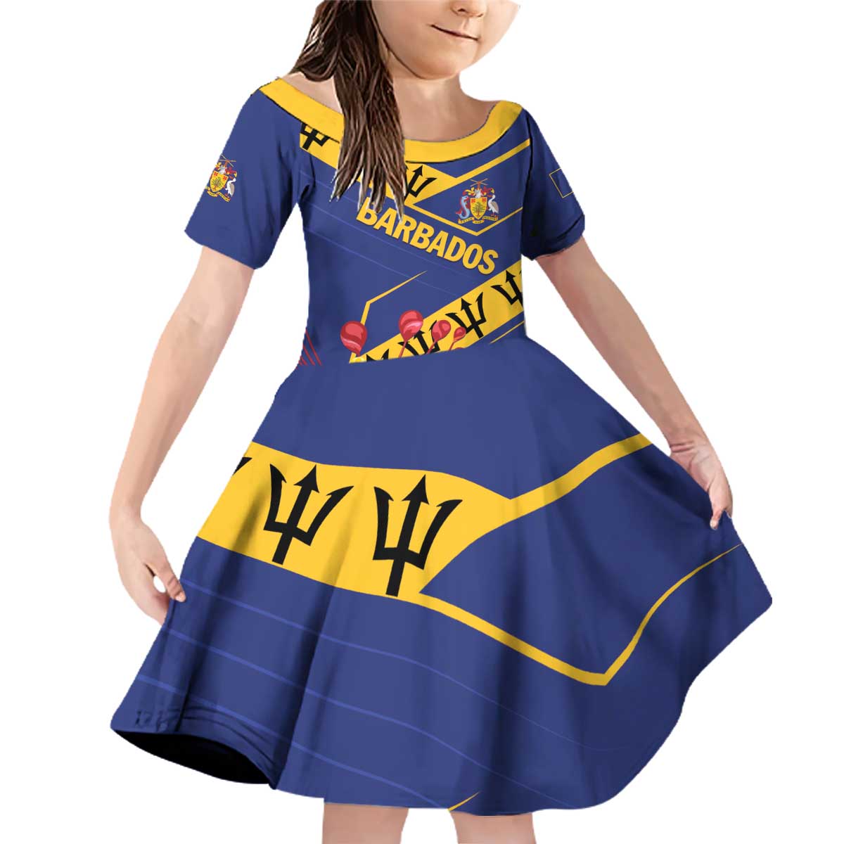 Personalized Barbados Family Matching Off Shoulder Short Dress and Hawaiian Shirt Pride and Industry - Wonder Print Shop