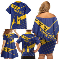 Personalized Barbados Family Matching Off Shoulder Short Dress and Hawaiian Shirt Pride and Industry - Wonder Print Shop