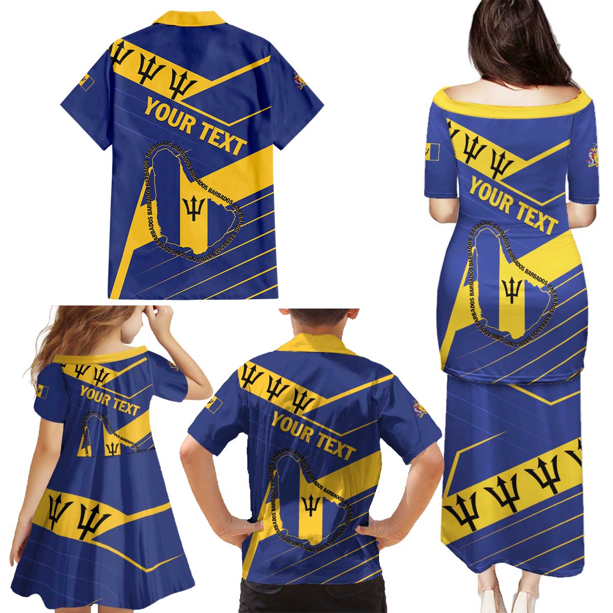 Personalized Barbados Family Matching Puletasi and Hawaiian Shirt Pride and Industry - Wonder Print Shop