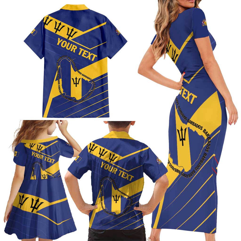 Personalized Barbados Family Matching Short Sleeve Bodycon Dress and Hawaiian Shirt Pride and Industry - Wonder Print Shop