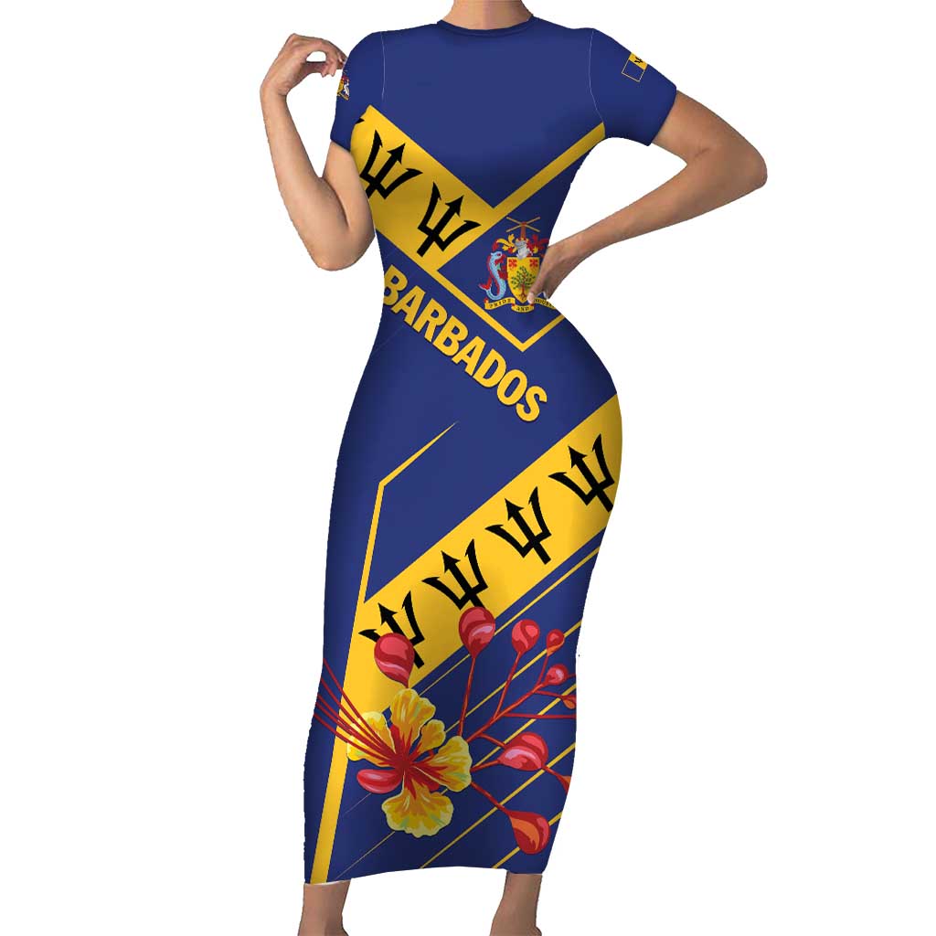 Personalized Barbados Family Matching Short Sleeve Bodycon Dress and Hawaiian Shirt Pride and Industry - Wonder Print Shop