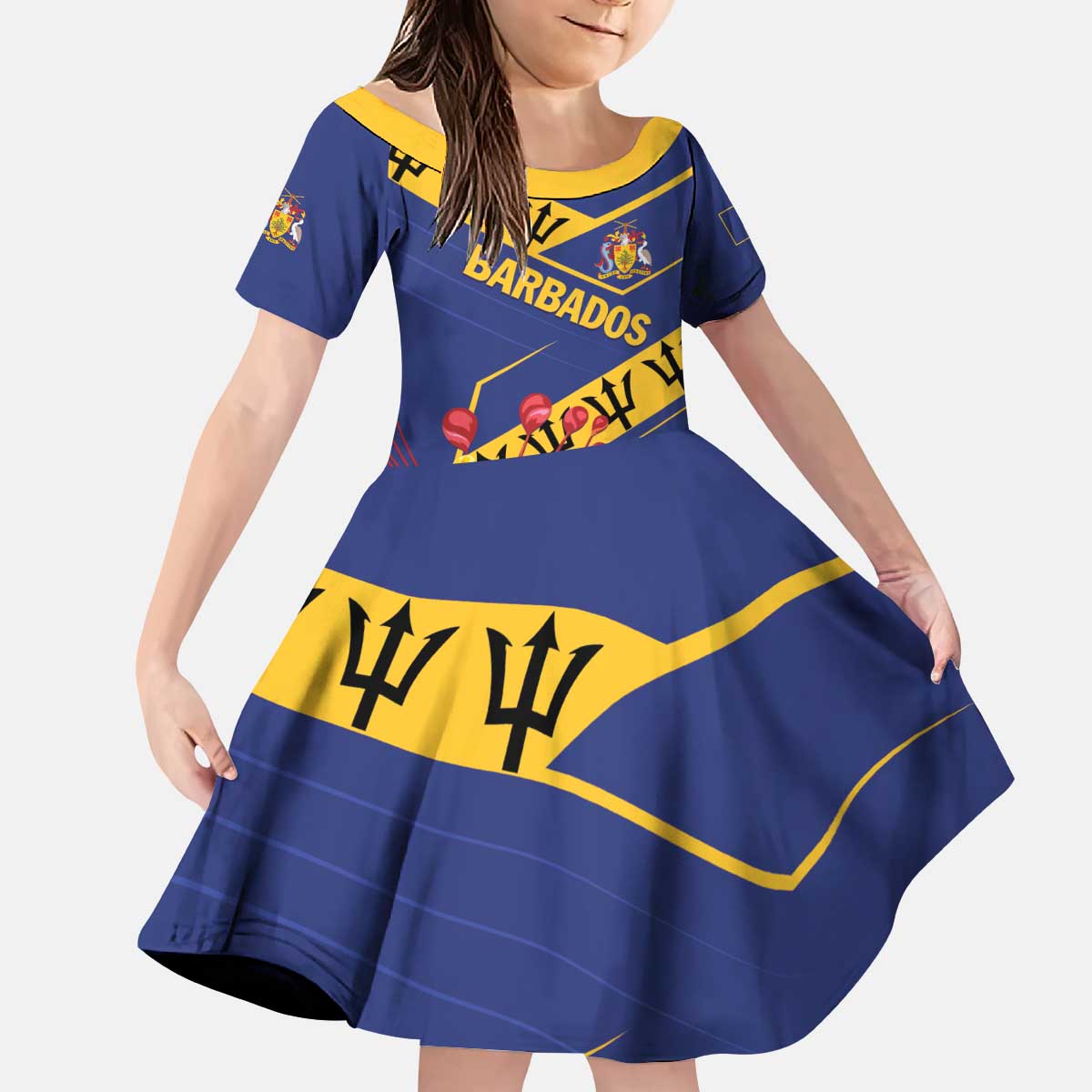 Personalized Barbados Kid Short Sleeve Dress Pride and Industry - Wonder Print Shop