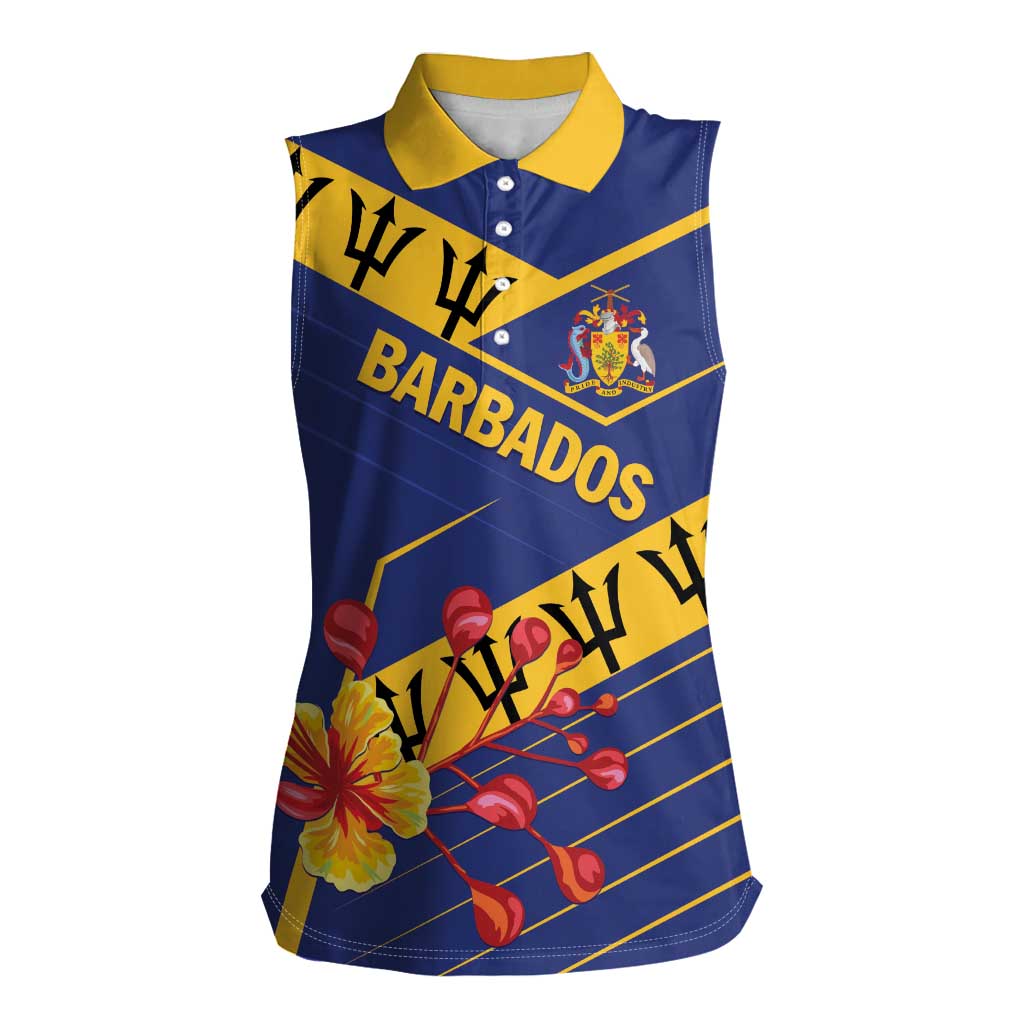 Personalized Barbados Women Sleeveless Polo Shirt Pride and Industry - Wonder Print Shop