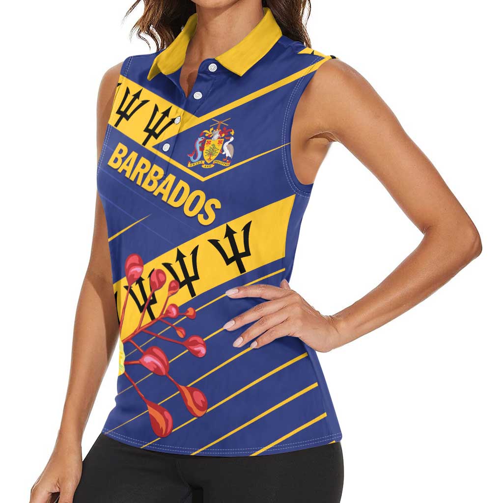 Personalized Barbados Women Sleeveless Polo Shirt Pride and Industry - Wonder Print Shop
