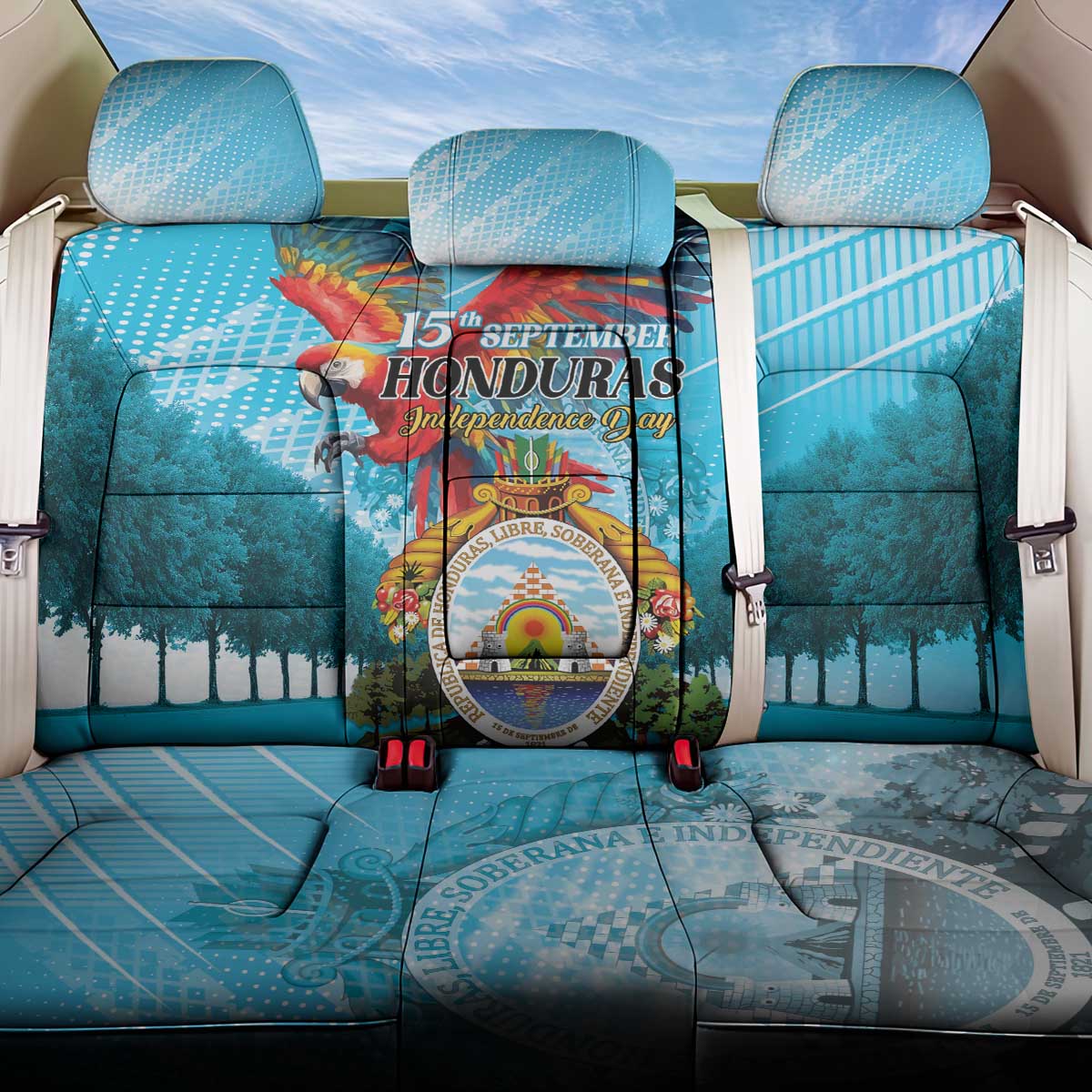 Honduras Independence Day 1821 Back Car Seat Cover Libre Soberana e Independiente - Wonder Print Shop