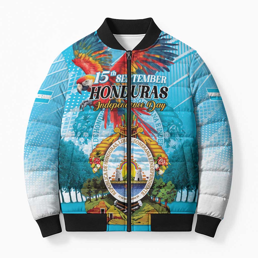Personalized Honduras Independence Day 1821 Bomber Puffer Jacket Libre Soberana e Independiente - Wonder Print Shop