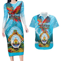 Personalized Honduras Independence Day 1821 Couples Matching Long Sleeve Bodycon Dress and Hawaiian Shirt Libre Soberana e Independiente - Wonder Print Shop