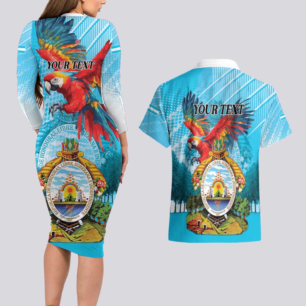 Personalized Honduras Independence Day 1821 Couples Matching Long Sleeve Bodycon Dress and Hawaiian Shirt Libre Soberana e Independiente - Wonder Print Shop