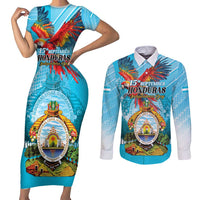 Personalized Honduras Independence Day 1821 Couples Matching Short Sleeve Bodycon Dress and Long Sleeve Button Shirt Libre Soberana e Independiente - Wonder Print Shop