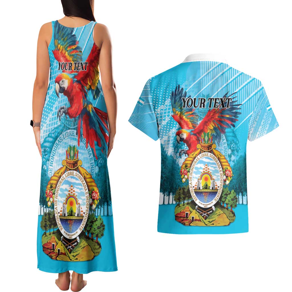 Personalized Honduras Independence Day 1821 Couples Matching Tank Maxi Dress and Hawaiian Shirt Libre Soberana e Independiente - Wonder Print Shop
