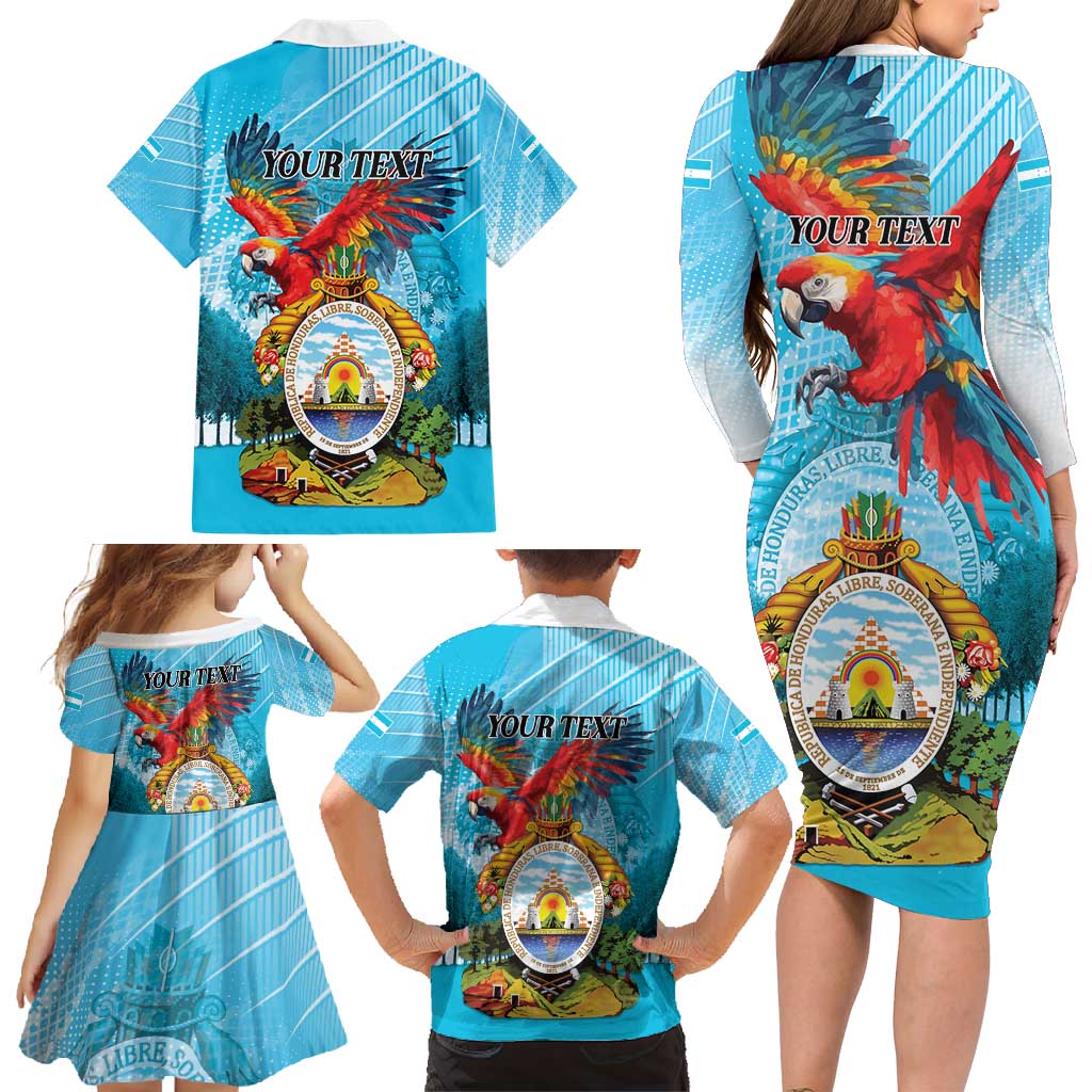 Personalized Honduras Independence Day 1821 Family Matching Long Sleeve Bodycon Dress and Hawaiian Shirt Libre Soberana e Independiente - Wonder Print Shop