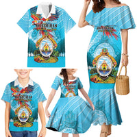 Personalized Honduras Independence Day 1821 Family Matching Mermaid Dress and Hawaiian Shirt Libre Soberana e Independiente - Wonder Print Shop