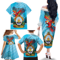 Personalized Honduras Independence Day 1821 Family Matching Off The Shoulder Long Sleeve Dress and Hawaiian Shirt Libre Soberana e Independiente - Wonder Print Shop