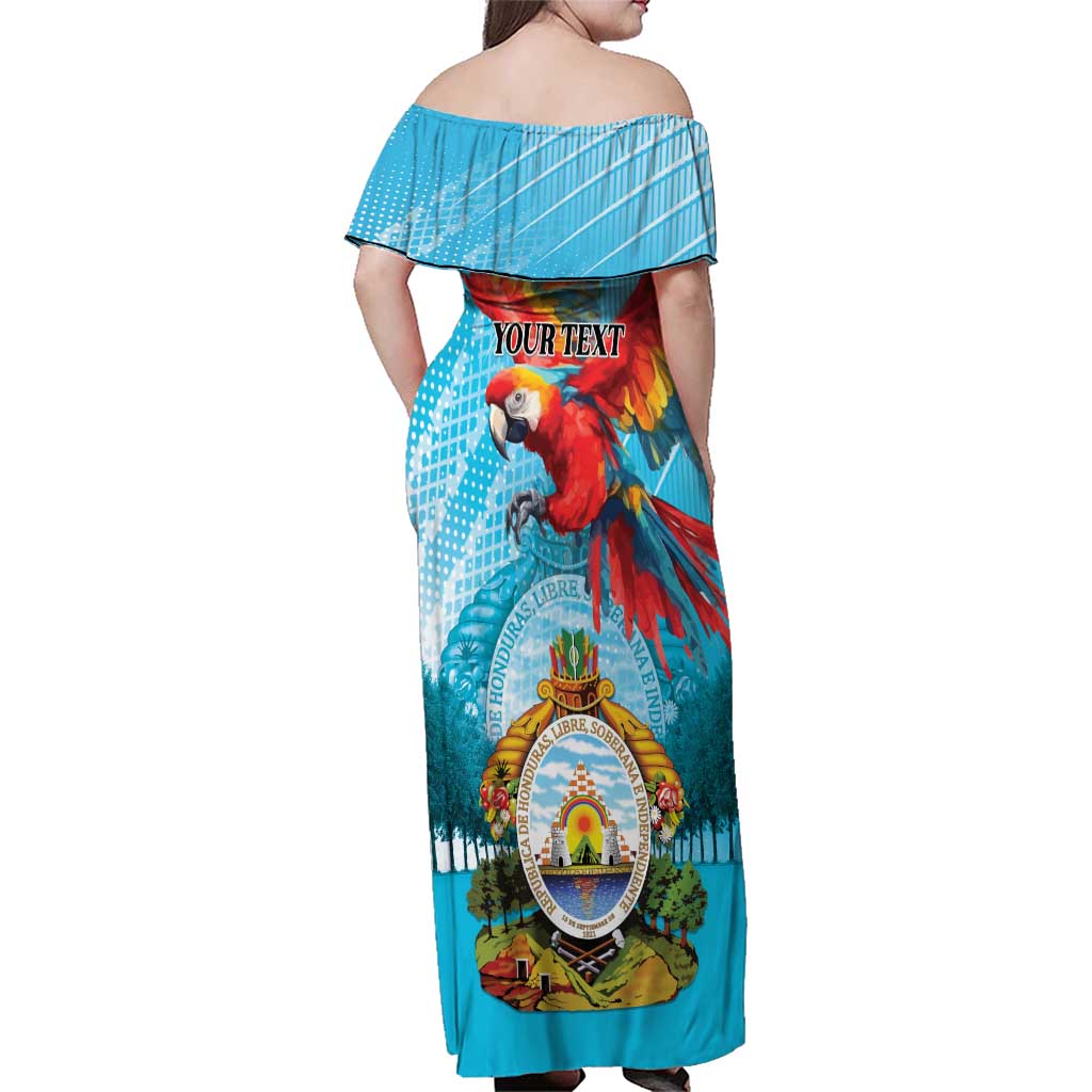 Personalized Honduras Independence Day 1821 Family Matching Off Shoulder Maxi Dress and Hawaiian Shirt Libre Soberana e Independiente - Wonder Print Shop