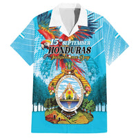 Personalized Honduras Independence Day 1821 Family Matching Short Sleeve Bodycon Dress and Hawaiian Shirt Libre Soberana e Independiente - Wonder Print Shop