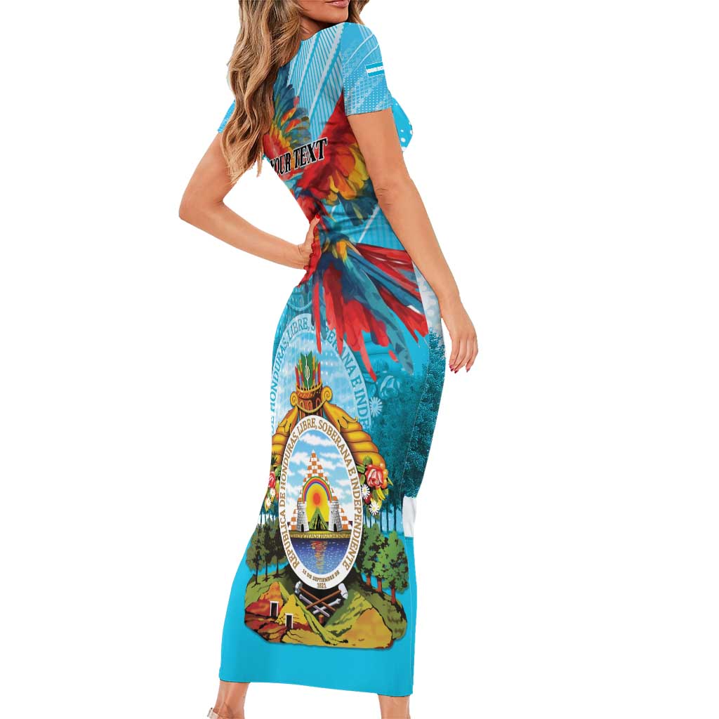Personalized Honduras Independence Day 1821 Family Matching Short Sleeve Bodycon Dress and Hawaiian Shirt Libre Soberana e Independiente - Wonder Print Shop