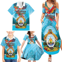 Personalized Honduras Independence Day 1821 Family Matching Summer Maxi Dress and Hawaiian Shirt Libre Soberana e Independiente - Wonder Print Shop