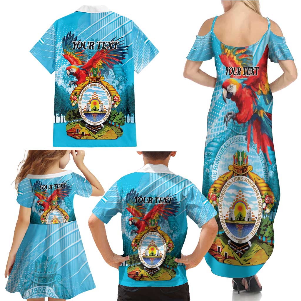 Personalized Honduras Independence Day 1821 Family Matching Summer Maxi Dress and Hawaiian Shirt Libre Soberana e Independiente - Wonder Print Shop