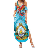 Personalized Honduras Independence Day 1821 Family Matching Summer Maxi Dress and Hawaiian Shirt Libre Soberana e Independiente - Wonder Print Shop