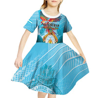 Personalized Honduras Independence Day 1821 Kid Short Sleeve Dress Libre Soberana e Independiente - Wonder Print Shop