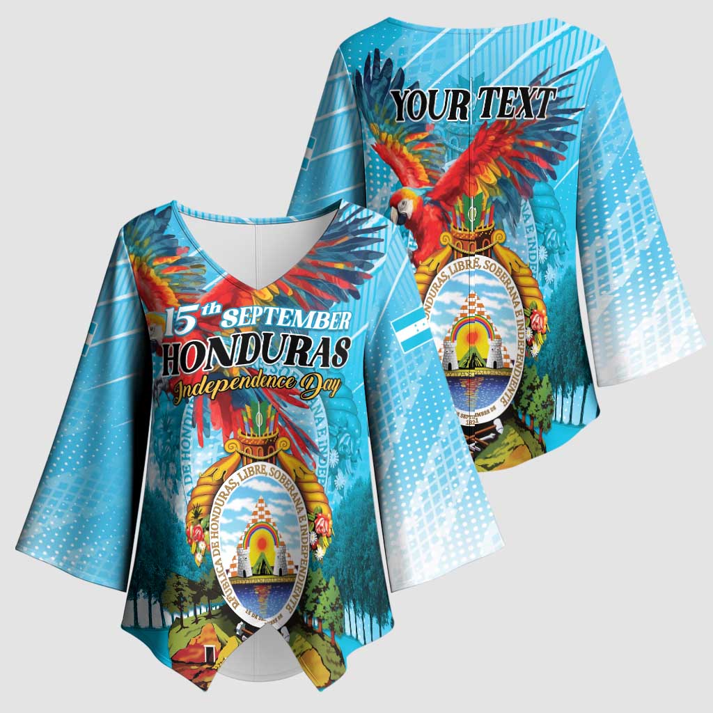 Personalized Honduras Independence Day 1821 Kimono Sleeve Blouse Libre Soberana e Independiente - Wonder Print Shop