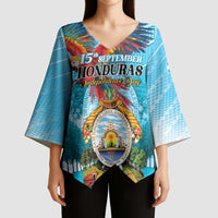 Personalized Honduras Independence Day 1821 Kimono Sleeve Blouse Libre Soberana e Independiente - Wonder Print Shop