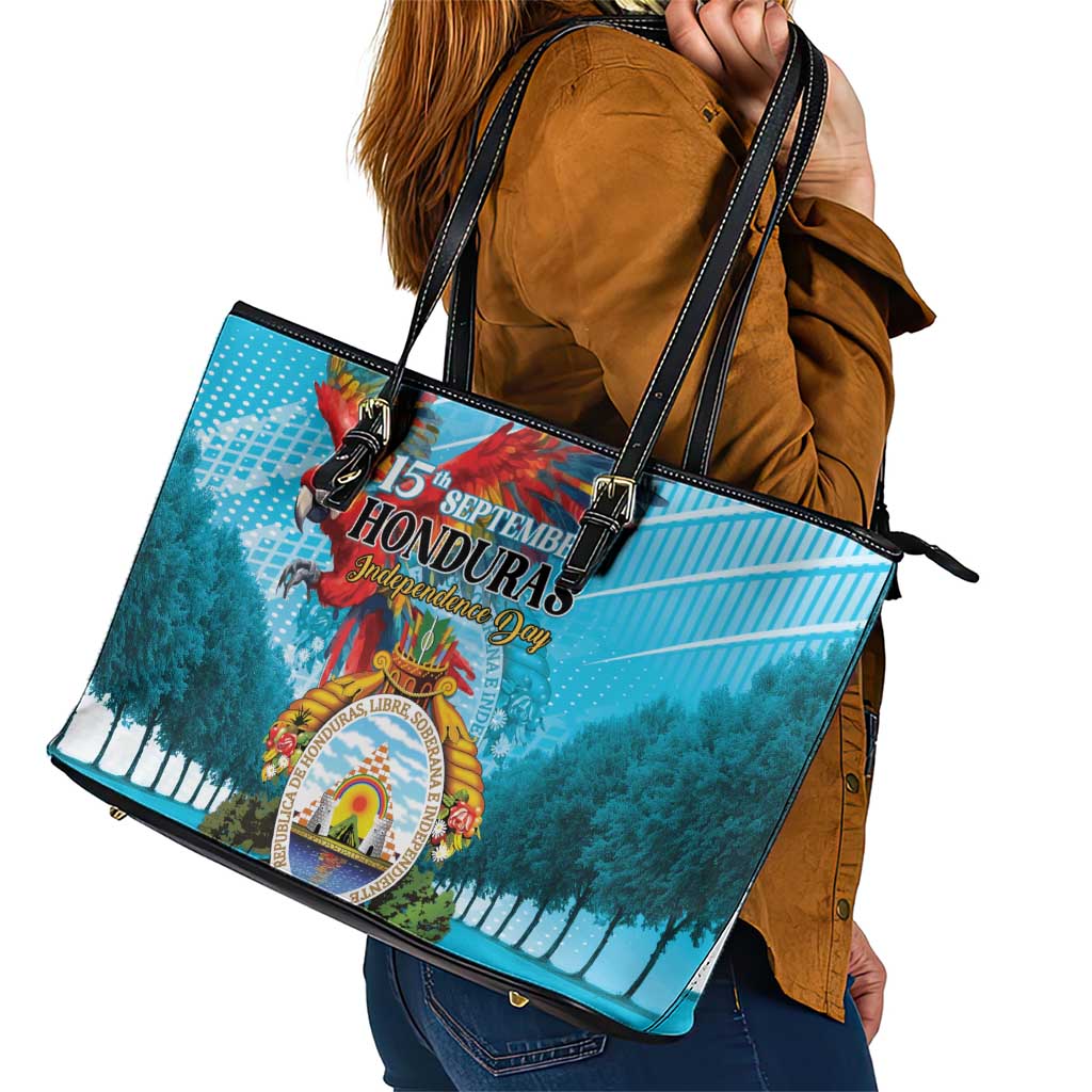Honduras Independence Day 1821 Leather Tote Bag Libre Soberana e Independiente - Wonder Print Shop