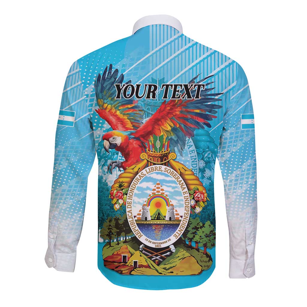 Personalized Honduras Independence Day 1821 Long Sleeve Button Shirt Libre Soberana e Independiente - Wonder Print Shop